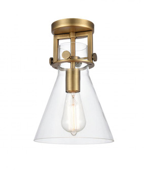Newton Cone - 1 Light - 8 inch - Brushed Brass - Semi-Flush Mount (3442|411-1F-BB-G411-8CL)