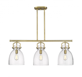 Newton Bell - 3 Light - 42 inch - Brushed Brass - Island Light (3442|410-3I-BB-G412-10CL)