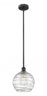 Athens Deco Swirl - 1 Light - 10 inch - Matte Black - Cord hung - Mini Pendant (3442|616-1S-BK-G1213-10-LED)