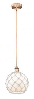 Farmhouse Rope - 1 Light - 10 inch - Antique Copper - Cord hung - Mini Pendant (3442|616-1S-AC-G121-10RW-LED)