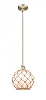 Farmhouse Rope - 1 Light - 10 inch - Antique Brass - Cord hung - Mini Pendant (3442|616-1S-AB-G121-10RB)