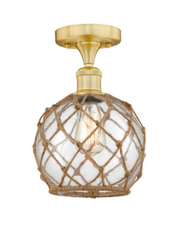 Farmhouse Rope - 1 Light - 8 inch - Satin Gold - Semi-Flush Mount (3442|616-1F-SG-G122-8RB)