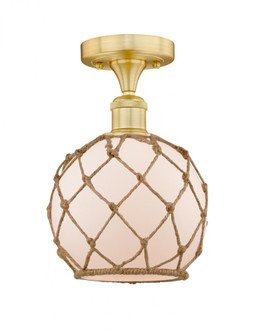 Farmhouse Rope - 1 Light - 8 inch - Satin Gold - Semi-Flush Mount (3442|616-1F-SG-G121-8RB)
