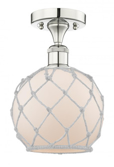 Farmhouse Rope - 1 Light - 8 inch - Polished Nickel - Semi-Flush Mount (3442|616-1F-PN-G121-8RW)