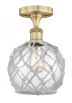 Farmhouse Rope - 1 Light - 8 inch - Brushed Brass - Semi-Flush Mount (3442|616-1F-BB-G122-8RW)