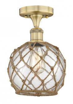 Farmhouse Rope - 1 Light - 8 inch - Brushed Brass - Semi-Flush Mount (3442|616-1F-BB-G122-8RB)