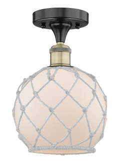 Farmhouse Rope - 1 Light - 8 inch - Black Antique Brass - Semi-Flush Mount (3442|616-1F-BAB-G121-8RW)