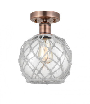 Farmhouse Rope - 1 Light - 8 inch - Antique Copper - Semi-Flush Mount (3442|616-1F-AC-G122-8RW)