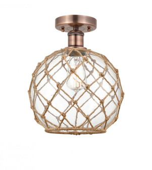 Farmhouse Rope - 1 Light - 10 inch - Antique Copper - Semi-Flush Mount (3442|616-1F-AC-G122-10RB)