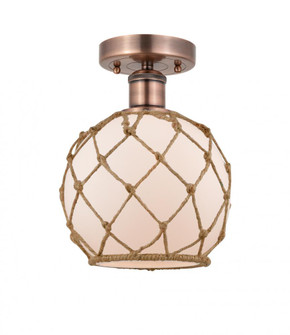 Farmhouse Rope - 1 Light - 8 inch - Antique Copper - Semi-Flush Mount (3442|616-1F-AC-G121-8RB)