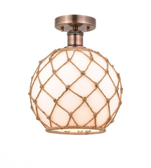Farmhouse Rope - 1 Light - 10 inch - Antique Copper - Semi-Flush Mount (3442|616-1F-AC-G121-10RB)
