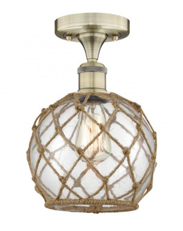 Farmhouse Rope - 1 Light - 8 inch - Antique Brass - Semi-Flush Mount (3442|616-1F-AB-G122-8RB)