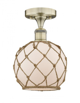 Farmhouse Rope - 1 Light - 8 inch - Antique Brass - Semi-Flush Mount (3442|616-1F-AB-G121-8RB)