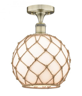 Farmhouse Rope - 1 Light - 10 inch - Antique Brass - Semi-Flush Mount (3442|616-1F-AB-G121-10RB)