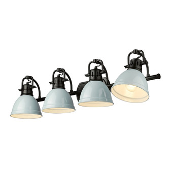 Yep by Golden Lighting Duncan 4-light Vanity in Matte Black and Seafoam shade (36|3602-BA4 BLK-SF)