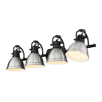 Yep by Golden Lighting Duncan 4-light Vanity in Matte Black and Pewter shade (36|3602-BA4 BLK-PW)