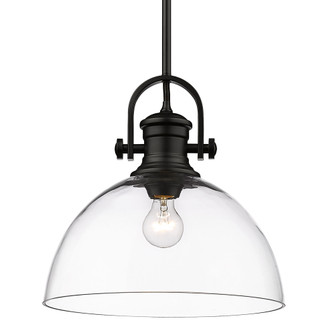 Yep by Golden Lighting Hines 1-light 14in Pendant in Matte Black and Clear Glass (36|3118-L BLK-CLR)