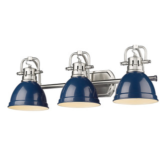 Yep by Golden Lighting Duncan 3-light Vanity in Pewter and Navy Blue shade (36|3602-BA3 PW-NVY)