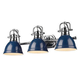 Yep by Golden Lighting Duncan 3-light Vanity in Chrome and Navy Blue shade (36|3602-BA3 CH-NVY)