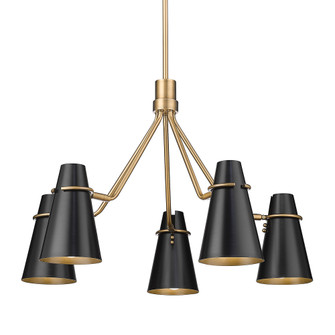 Golden Lighting Reeva 5-light Chandelier in Modern Brass and Matte Black shade (36|2122-5 MBS-BLK)