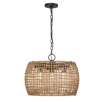 Piper 3 Light Pendant - Outdoor in Natural Black with Maple All-Weather Wicker Shade (36|1067-O3P NB-MAW)