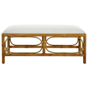 Laguna White Fabric Rattan Bench (85|23755)