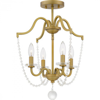 Sunday 4-Light Aged Brass Semi-Flush Mount Light (26|SDY1716AB)