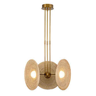 Harbour 18-in Vintage Brass/Woven Dimmable LED Pendant (7713|PD350318VBWO)