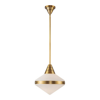 Willard 14-in Vintage Brass/Opal Matte Glass 1 Light Pendant (7713|PD348114VBOP)