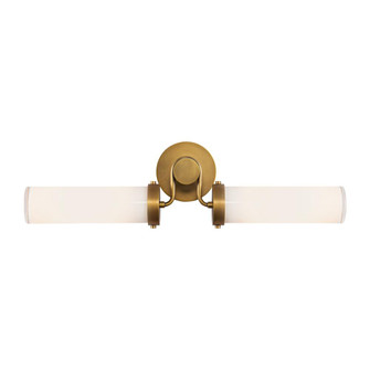 Wynwood 23-in Vintage Brass/Glossy Opal 2 Lights Damp-Rated Wall/Vanity Light (7713|WV355223VBGO)