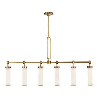 Wynwood 52-in Vintage Brass/Glossy Opal 6 Lights Linear Pendant (7713|LP355652VBGO)