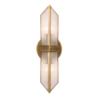 Cairo 15-in Ribbed Glass/Vintage Brass 2 Lights Wall/Vanity (7713|WV332815VBCR)