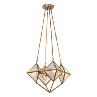 Cairo 21-in Ribbed Glass/Vintage Brass 4 Lights Chandelier (7713|CH332421VBCR)