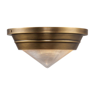 Willard 10-in Vintage Brass/Prismatic Glass 1 Light Flush Mount (7713|FM348010VBPG)
