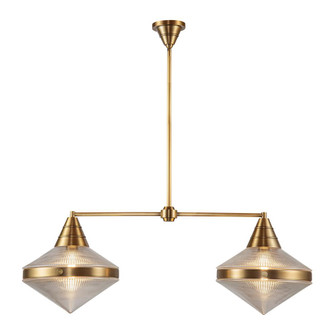 Willard 41-in Vintage Brass/Prismatic Glass 2 Lights Linear Pendant (7713|LP348241VBPG)