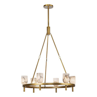 Lucian 32-in Alabaster 6 Lights Chandelier with Vintage Brass Finish (7713|CH338632VBAR)