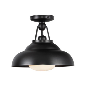 Palmetto 12-in Urban Bronze/Glossy Opal 1 Light Semi Flush Mount (7713|SF344012UBGO)