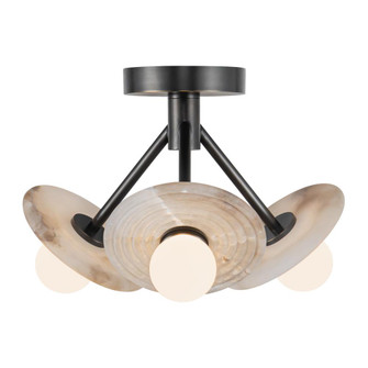 Dahlia 13-in Urban Bronze Dimmable LED Chandelier with Alabaster Plates and Opal Glass Shades (7713|SF346313UBAR)