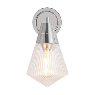 Willard 6-in Polished Nickel/Prismatic Glass 1 Light Damp-Rated Wall/Vanity Light (7713|WV348106PNPG)