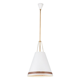 Brickell 20-in Matte White/Hazelnut Leather 3 Lights Socket Pendant (7713|PD342020MWHL)