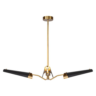 Osorio 46-in Matte Black/Vintage Brass Dimmable LED 3 Light Chandelier (7713|CH347346MBVB)