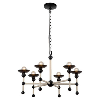 Nadine 25-in Matte Black/Cotton 6 Lights Chandeliers (7713|CH343625MBCN)