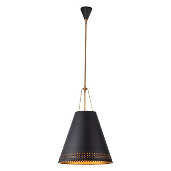 Brickell 20-in Matte Black/Hazelnut Leather 3 Lights Pendant (7713|PD342020MBHL)