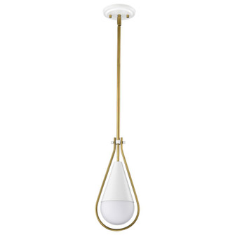 Admiral 1 Light Pendant; 6 Inches; Matte White and Natural Brass Finish; White Opal Glass (81|60/7922)