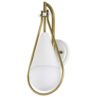 Admiral 1 Light Wall Sconce; Matte White and Natural Brass Finish; White Opal Glass (81|60/7921)