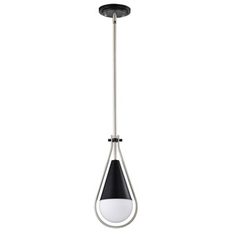 Admiral 1 Light Pendant; 6 Inches; Matte Black and Brushed Nickel Finish; White Opal Glass (81|60/7912)