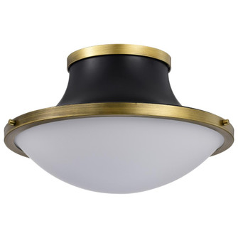 Lafayette 3 Light Flush Mount Fixture; 18 Inches; Matte Black Finish with Natural Brass Accents and (81|60/7906)