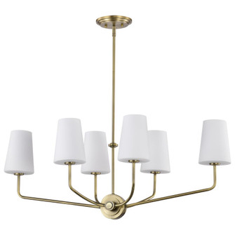 Cordello 6 Light Island Pendant; Vintage Brass Finish; Etched White Opal Glass (81|60/7886)