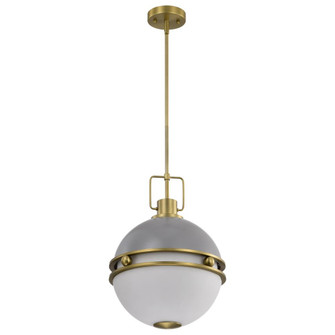 Everton 2 Light Pendant; 14 Inches; Matte Gray and Brass Finish; Etched Opal Glass (81|60/7877)