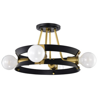 Marsden 4 Light Semi Flush; Matte Black and Natural Brass Finish (81|60/7866)